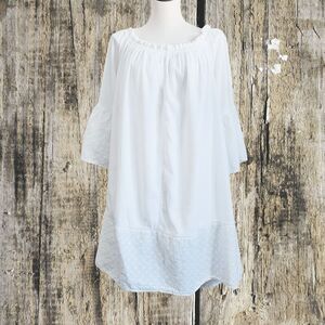 Unlimited Avenues Inc White Short Eyelet Lace Shift Dress Women Coastal Romantic